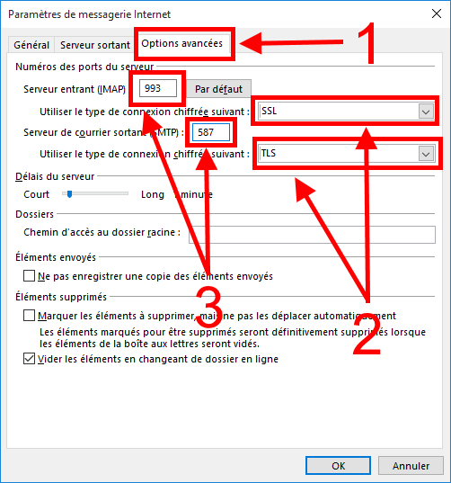 Configuration SSL dans Microsoft Outlook